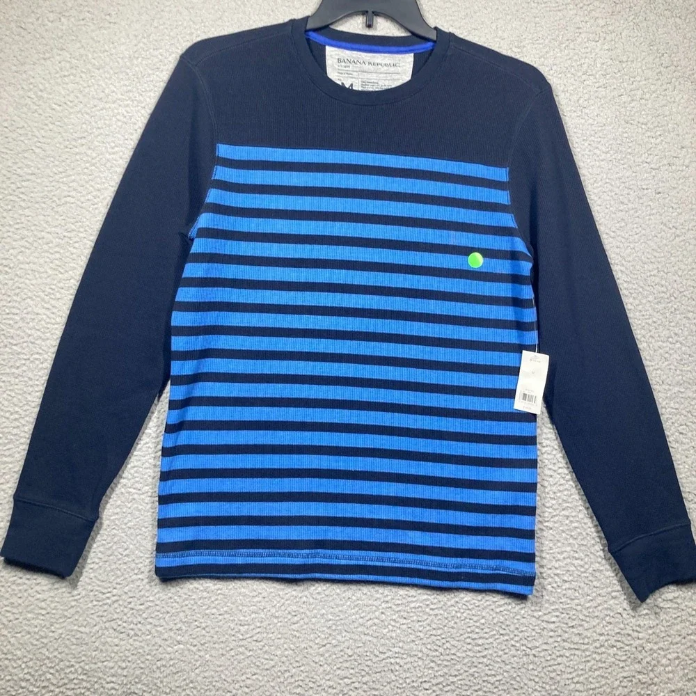 Banana Republic Thermal Waffle Knit Shirts Mens Medium Blue Lot of 2 Long Sleeve